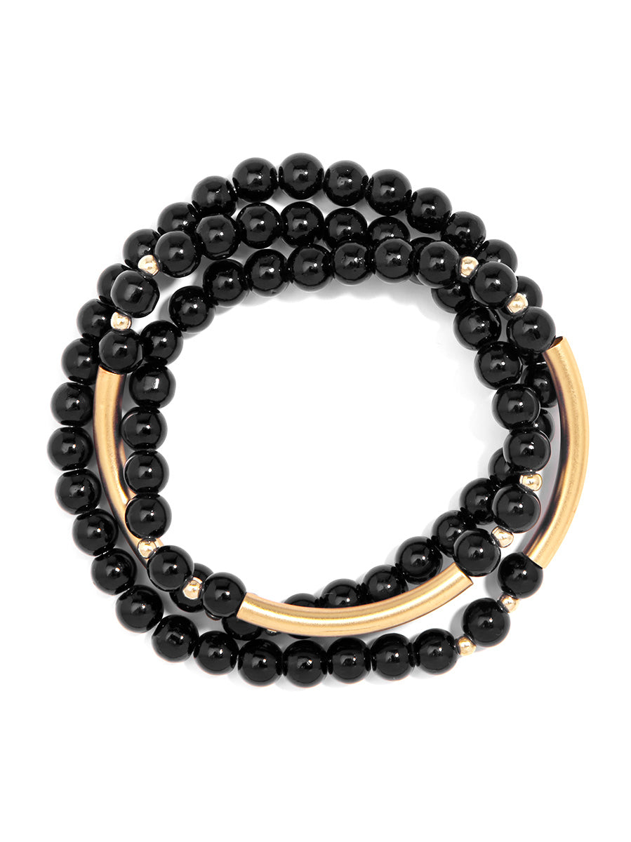 Black Bead Wrap Bracelet