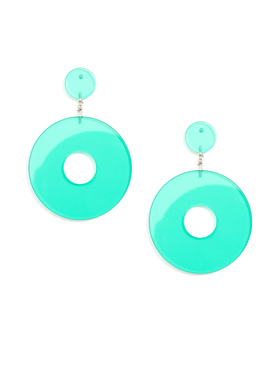 Green turquoise drop hoop earring