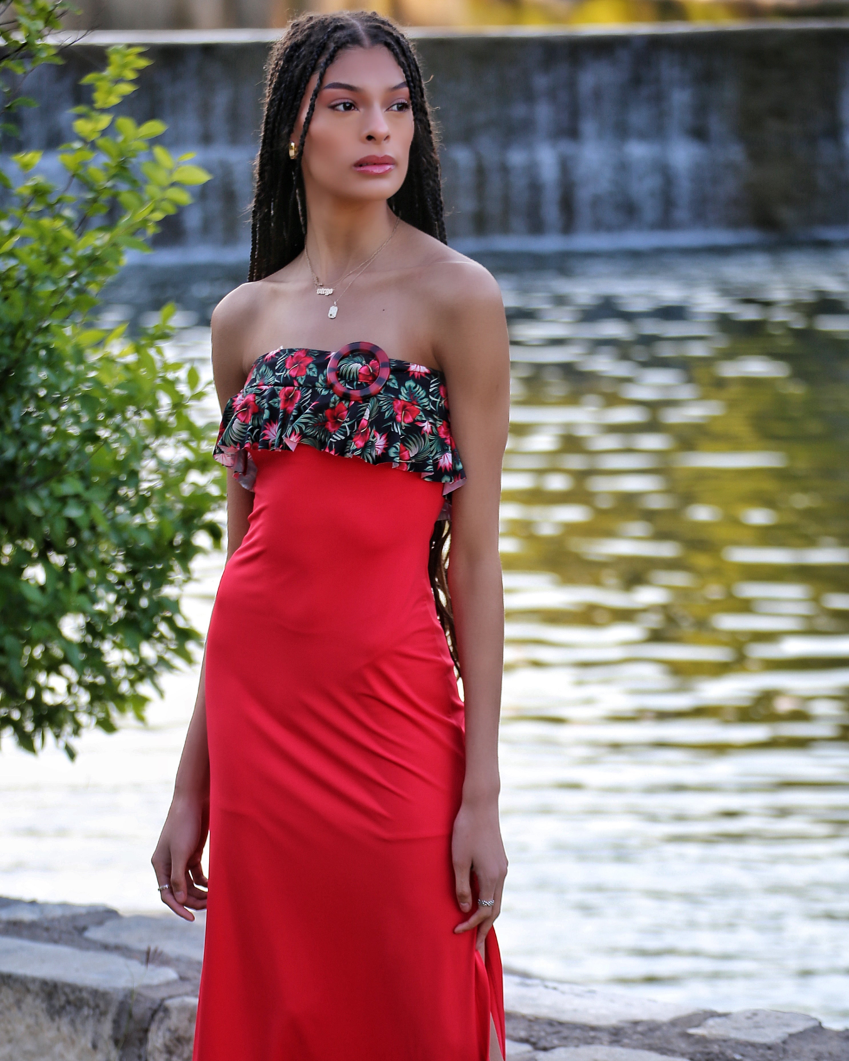 barbados maxi dress Elan Women's V Neck Maxi Dress - Multi - Size M