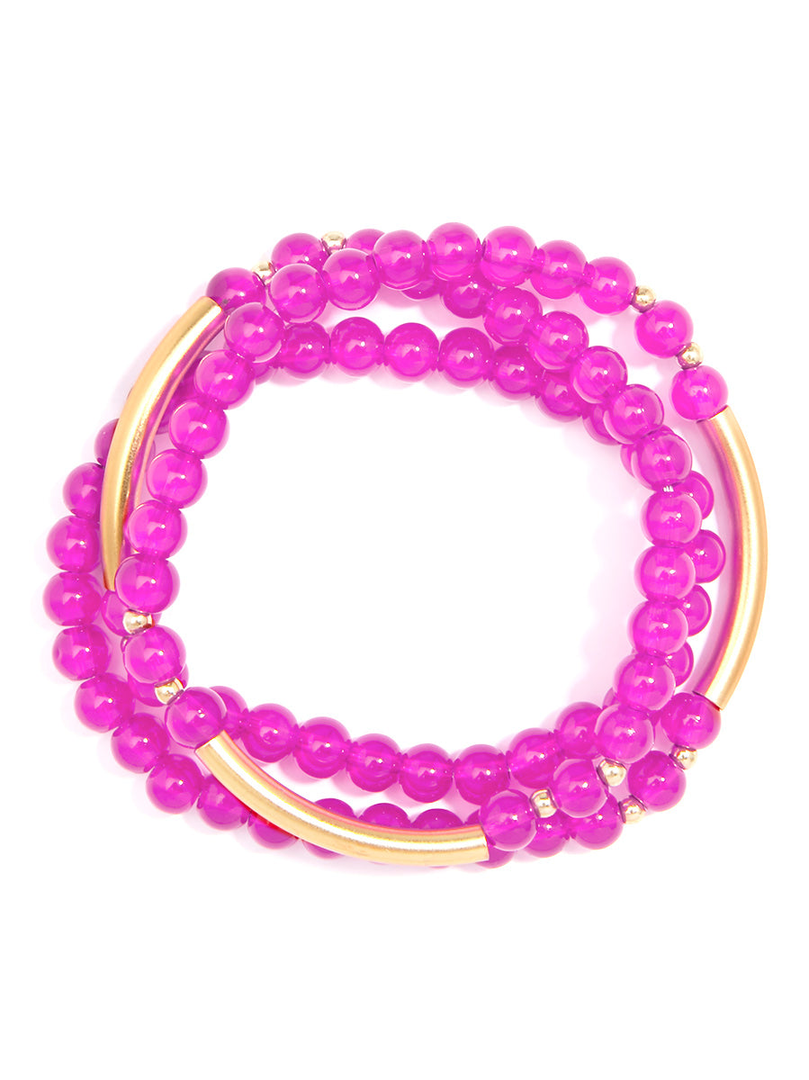 Hot Pink Bead Wrap Bracelet